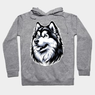 Stunning and Cool Alaskan Malamute Monochrome and Gold Portrait for Father's Day Hoodie